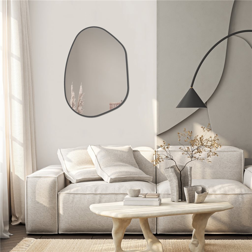 Espejo Decorativo Irregular 50x70 cm – Marco de Aluminio Beige