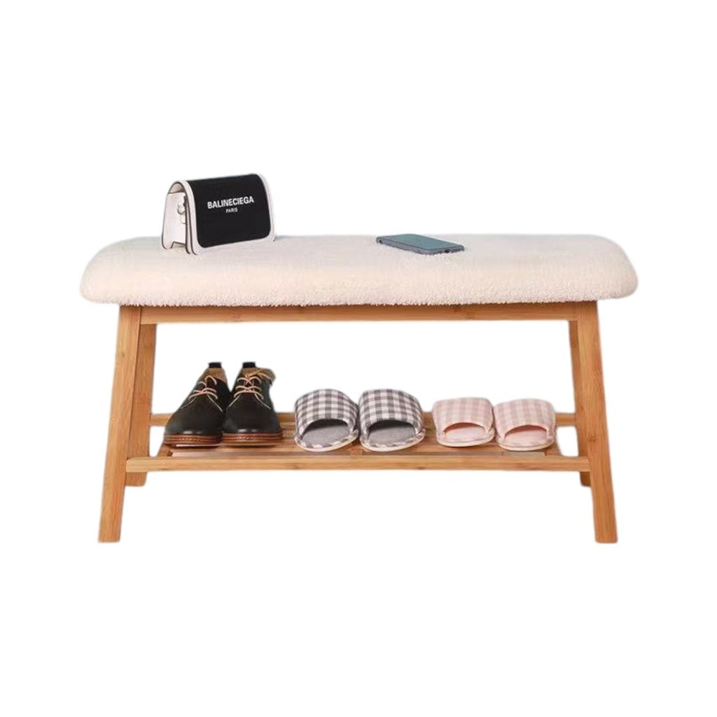 BANCO MADERA C/ASIENTO FORRADO DE PELUCHIN 30x90x48CM NATURAL