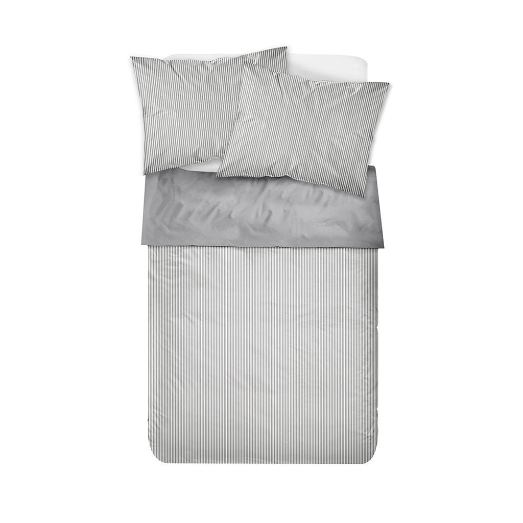 JUEGO DE SABANAS 100% ALGODON 180H FULL 140x190+30CM RAYAS GRIS CANNON