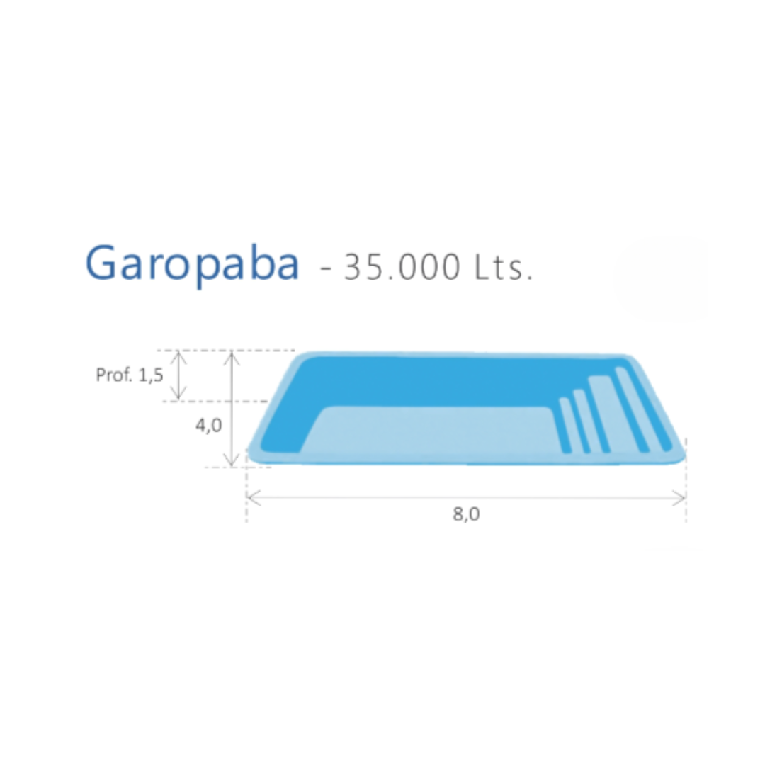 Garopaba 8x4m - Piscina de Fibra de Vidrio JetPool