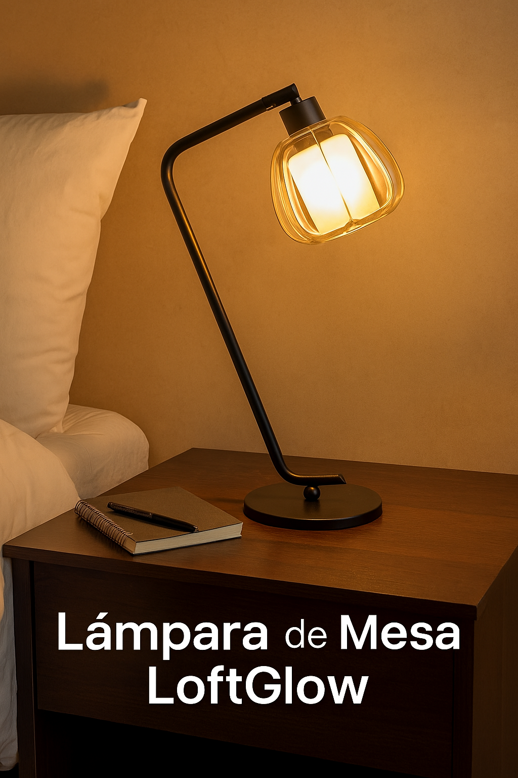 LÁMPARA DE MESA 31x51CM TULIPA DE VIDRIO