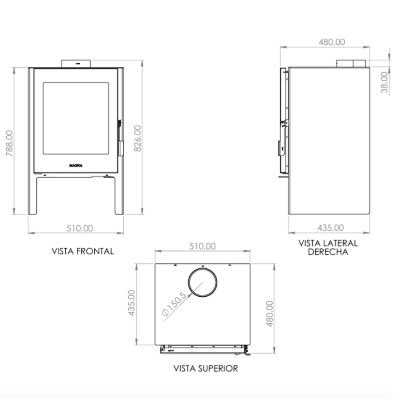 Zeta 2.2 - 9kw - Estufa a Leña Magna