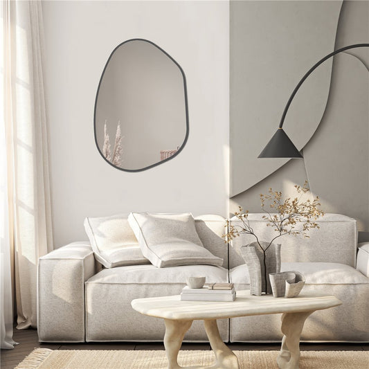 Espejo Decorativo Irregular 50x70 cm – Marco de Aluminio Beige