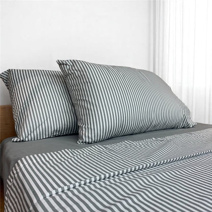 JUEGO DE SABANAS 100% ALGODON 180H FULL 140x190+30CM RAYAS GRIS CANNON