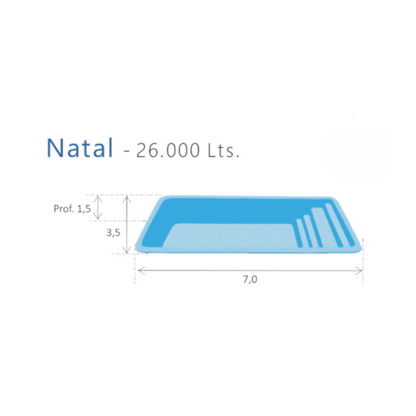 Natal 7x3.5m - Piscina de Fibra de Vidrio JetPool